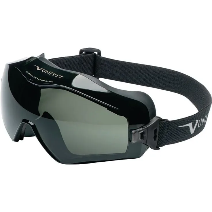 UNIVET Vollsichtschutzbrille 6x3 EN166, EN170, EN172, Polycarbonat mit G15 getönter Scheibe, Anti-Kratz und Anti-Beschlag, Überbrille, 75g