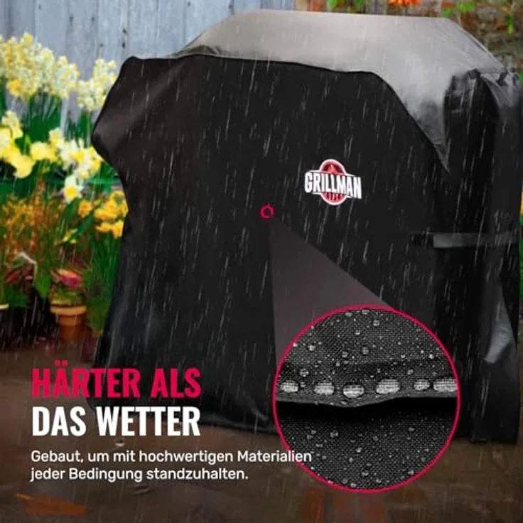 Grillman Grillabdeckung, für Brinkmann, Char Broil, Holland and Jenn Air, schwarz, 147 x 61 x 122 cm – Bild 5