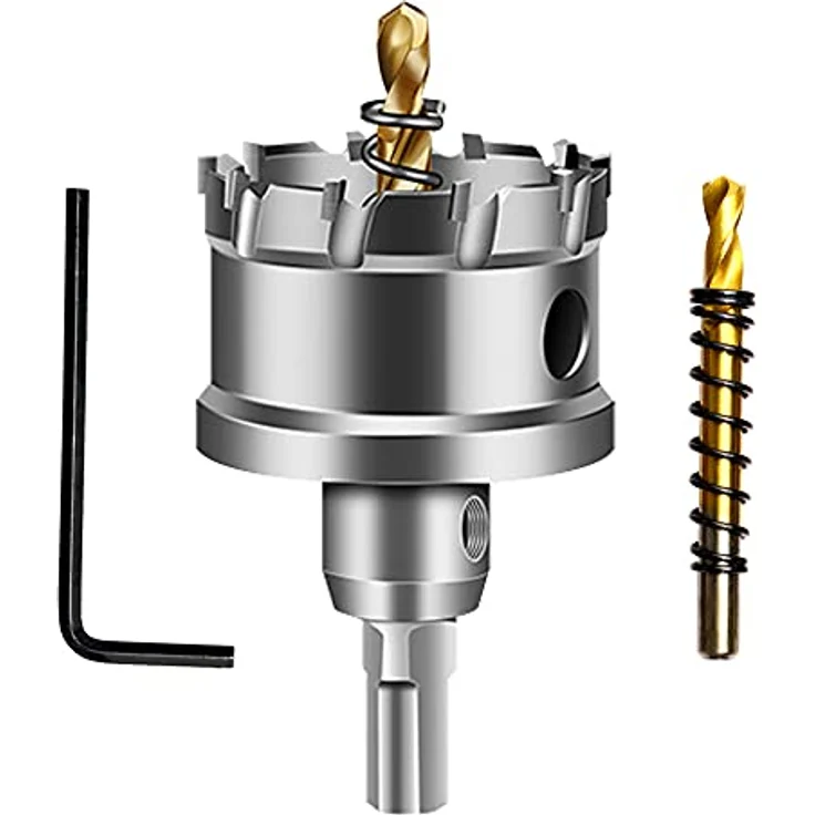 ASNOMY 45mm Lochsäge Hartmetall-Bohrer, TCT Lochöffner mit drei Klingen für Edelstahl und Metall, Schnittdurchmesser 45mm, Schnitttiefe 25mm – Bild 1