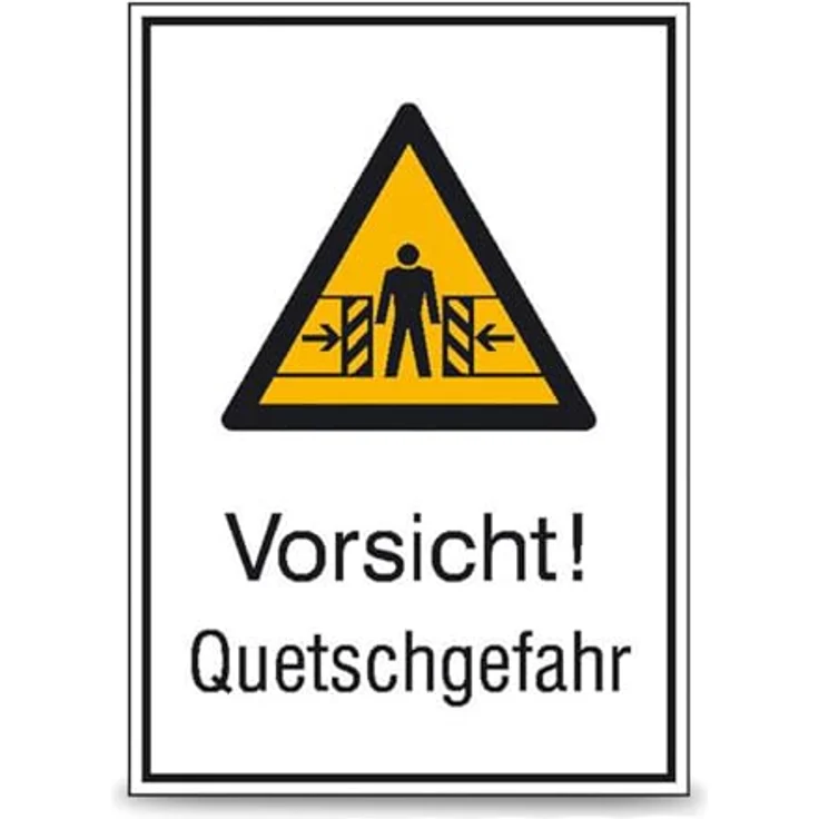 Betriebsausstattung24® Warn-Kombischild „Vorsicht! Quetschgefahr“ | Geprägtes Sicherheitsschild aus Aluminium, witterungsbeständig, 26,2 x 37,1 cm, zur einfachen Befestigung – Bild 2