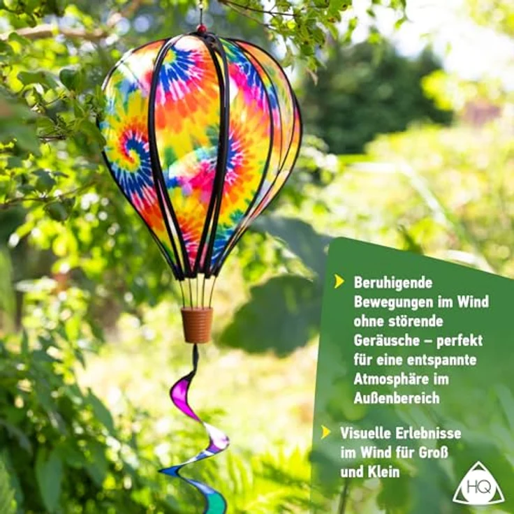 HQ Design Windspiration Windspiel Deko Hot Air Balloon, UV-beständig und wetterfest für Garten, Terrasse und Balkon, inkl. Aufhängung (Pixel, Hot Air Balloon Twist) – Bild 3
