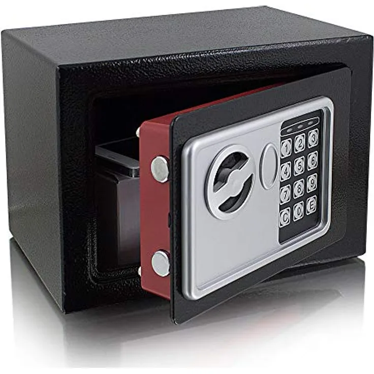 MS-Point Mini-Tresor, elektronischer Wandtresor mit robustem Design, 230mm x 170mm x 170mm, Schwarz