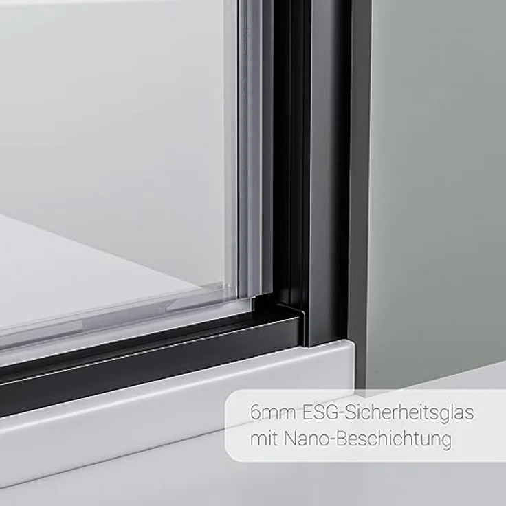 NEXTREND Nischendusche NT606 FLEX, Drehtür an Festfeld aus 6 mm Nano Klarglas, Breite: 1000 mm, Profilfarbe: Schwarz matt – Bild 2