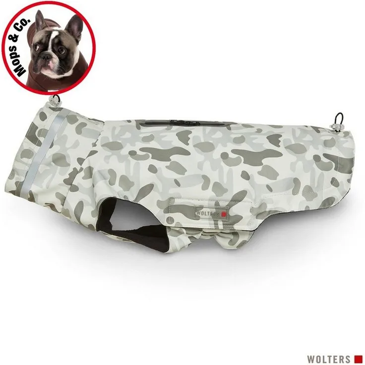 Wolters Hundemantel Outdoorjacke Camouflage für Mops & Co. grau, wasserdicht, atmungsaktiv & windabweisend