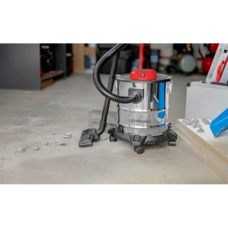 LEHMANN Haddo Industriestaubsauger 2000W | Aschesauger für Kamin mit Doppelfilteranlage | Kaminsauger Ascheschlucker | Nass Trockensauger mit 20 Liter Edelstahltank, Silber – Bild 3