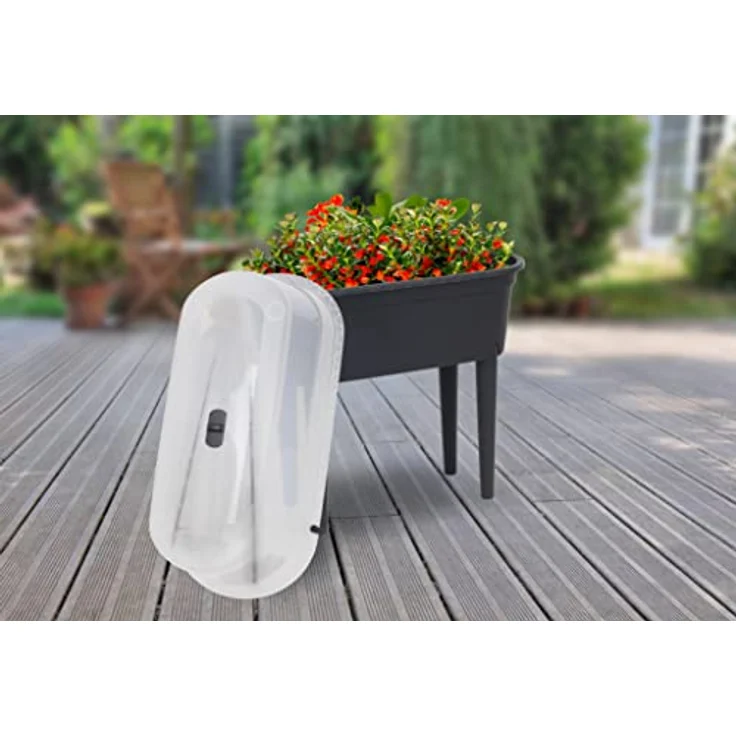 Hochbeet mit Deckel Gewächshaus oval 79x84x39cm Frühbeet Kräuterbeet Treibhaus Pflanzkasten Pflanzenbeet Pflanzenkübel Gemüse Blumenkasten Garten Gemüsebeet Blumentopf Tomatenhaus (79 cm) – Bild 5