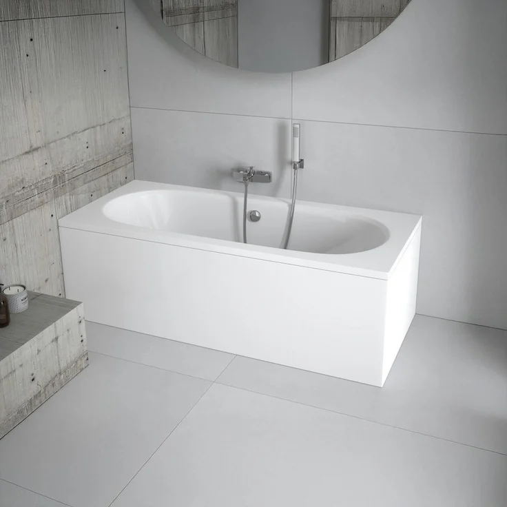 KOLMAN Acryl-Badewanne Vitae 170x75 cm, rutschfest, antibakterielle Beschichtung, inklusive Ablaufgarnitur & Füße GRATIS, schneeweiß