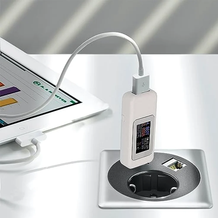 Retoo Spannungsprüfer USB Multimeter Tester Messgerät Leistungstester Strommessgerät, (USB-Messgerät Handbuch auf Deutsch Originalverpackung), Verbesserte Version, Speicherfunktion, Breite Anwendung, Genauigkeit – Bild 2