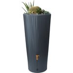 4rain Vaso Decor 2in1 Regentonne 220 Liter Graphite Grey inkl. Pflanzschale - Nachhaltiger Regenspeicher mit individueller Gestaltungsmöglichkeit
