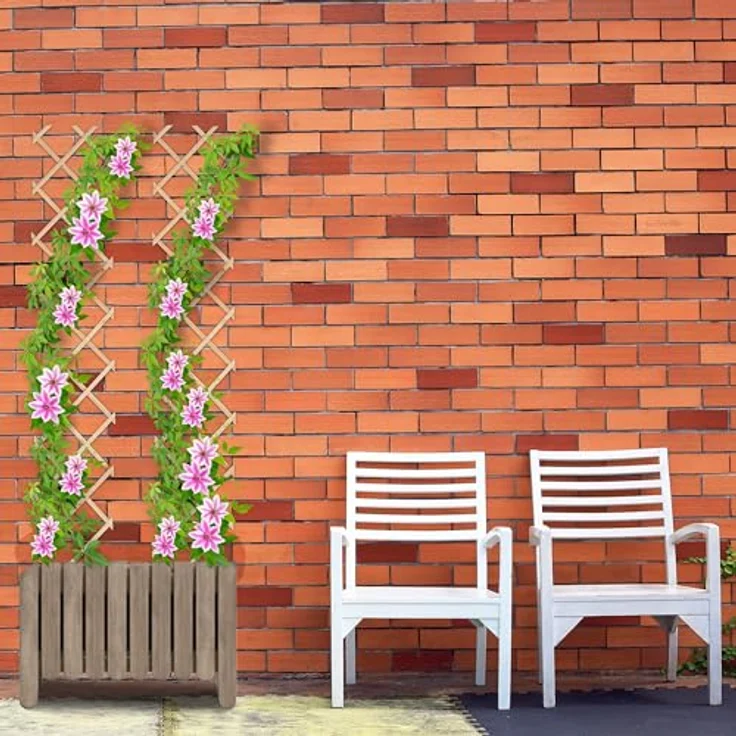 Relaxdays Rankgitter, ausziehbar, 3er Set, Rankhilfe für Kletterpflanzen, 180 cm, Garten, Balkon & Terrasse, Holz, Natur - Preisvergleich – Bild 2