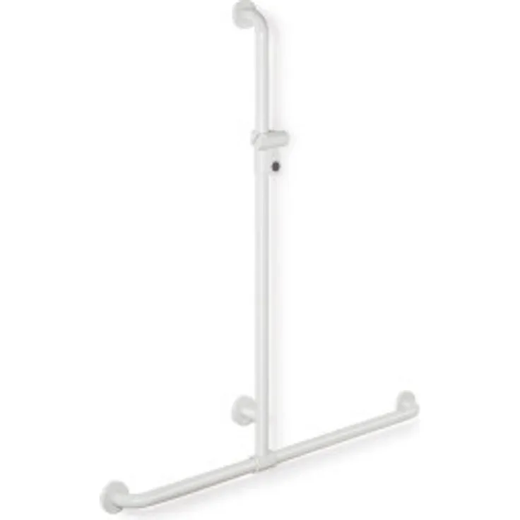 HEWI 801.35.430 Dusch-Wannenhandlauf, 1184 mm mit verschiebbarer Brausehalterstange und höhenverstellbarem Brausehalter, Polyamid mit korrosionsgeschütztem Stahlkern