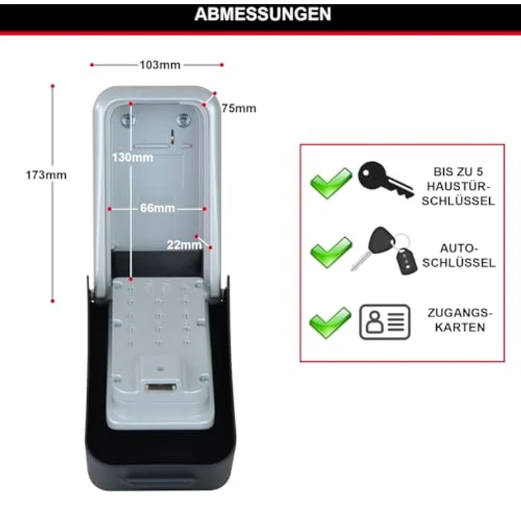 MASTER LOCK Zertifizierte Schlüsseltresor [Extra Large] [Wandmontage] [Wetterfest] - 5426EURD -Extra hohe Sicherheit Schlüsselsafe – Bild 6