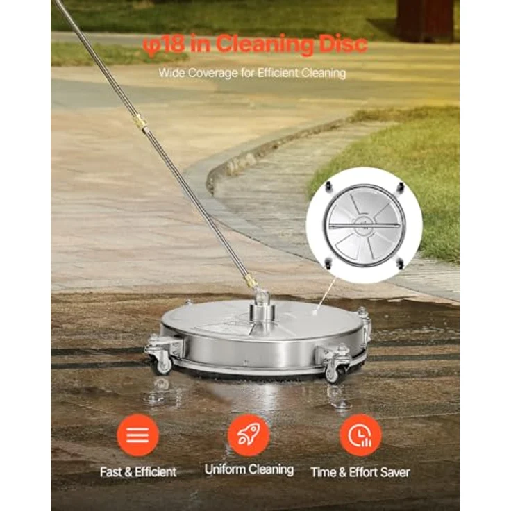 VEVOR 465 mm Hochdruckreiniger-Oberflächenreiniger aus Edelstahl, max. 4000 PSI, 1/4 Zoll Schnellanschluss, für Beton, Terrasse, Deck – Bild 2