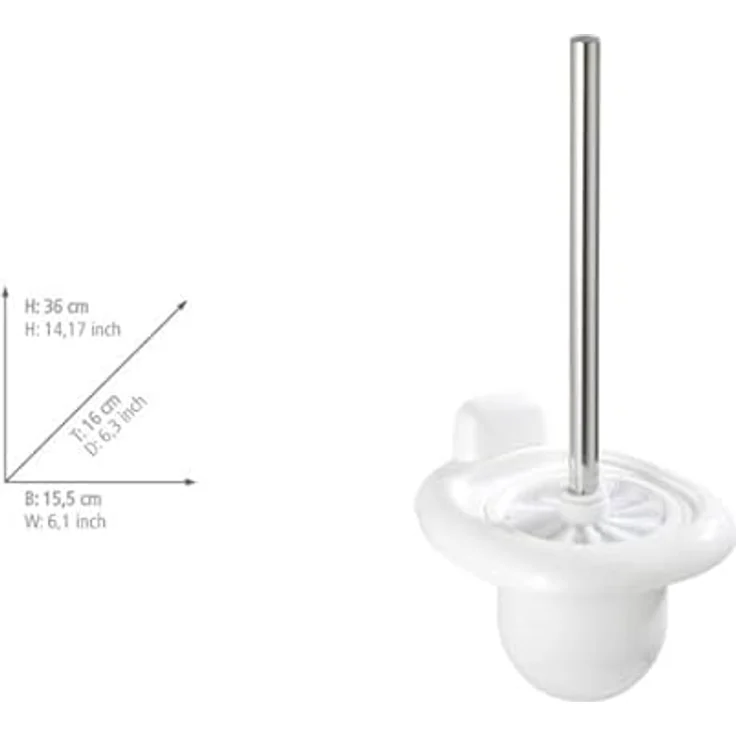 Wenko WC-Garnitur Pure, dekorative Kunststoff-Garnitur in Weiß mit Chrom-Stiel und hygienischem Bürstenkopf – Bild 5