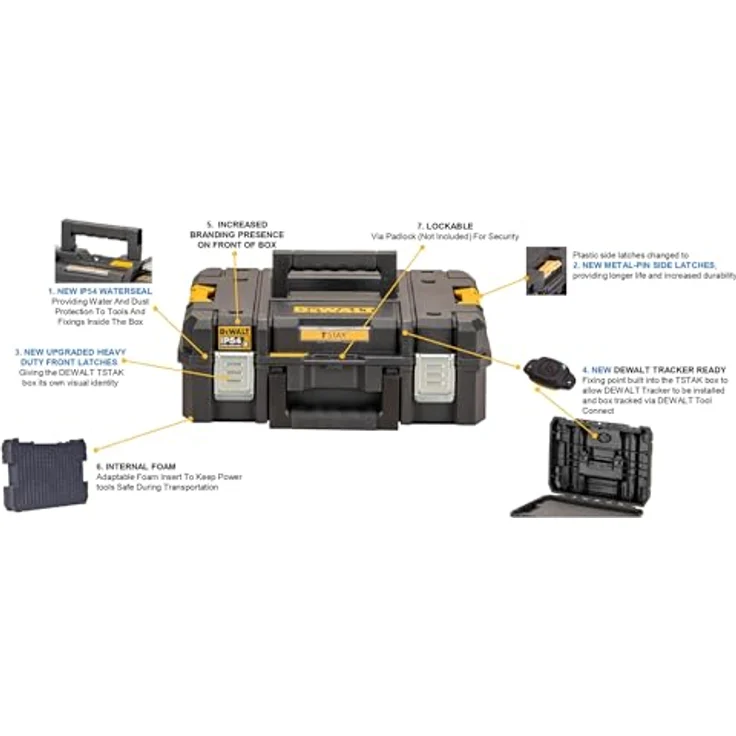 DeWalt T-Stak II Werkzeugbox DWST83345-1 mit IP54 Schutz, Werkzeugkiste, Werkzeugbox, Maschinentransport – Bild 5