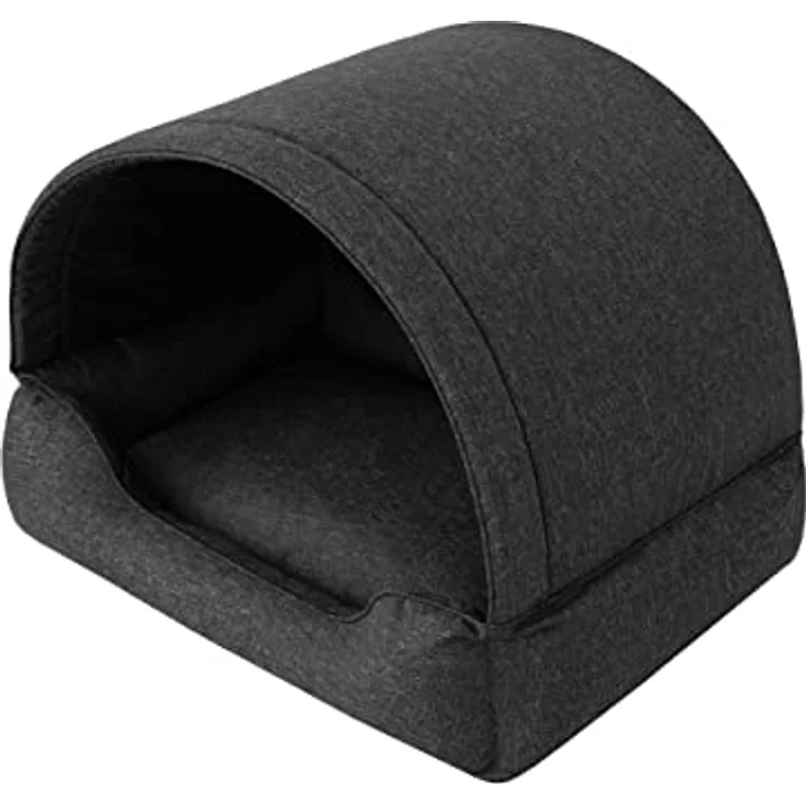 DOGGY Hundehöhle Hundebett Katzenbett Hundehütte Haustierbett Hundehaus Hundeliegen Hundesofa Korb Sofa Hundekissen Schlafplatz, Schwarz, 60x47 cm - ZWEI IN EINEM, BREITE ANWENDUNG, AUSZIEHBARE ABDECKUNG, OEKO-TEX-Zertifizierung, LEICHT SAUBER ZU HALTEN – Bild 1
