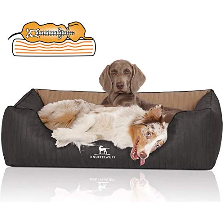 Knuffelwuff Orthopädisches Hundebett Outback XL 105 x 75cm Schwarz/Cappuccino - Abnehmbarer Bezug - Formstabil - Gelenkentlastung - Rutschfester Unterboden – Bild 1