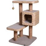 EBI Cat Tree Sapa WaterHyazinthe (101 cm, Creme) - Moderner Kratzbaum aus reißfesten Blättern der Wasserhyazinthe