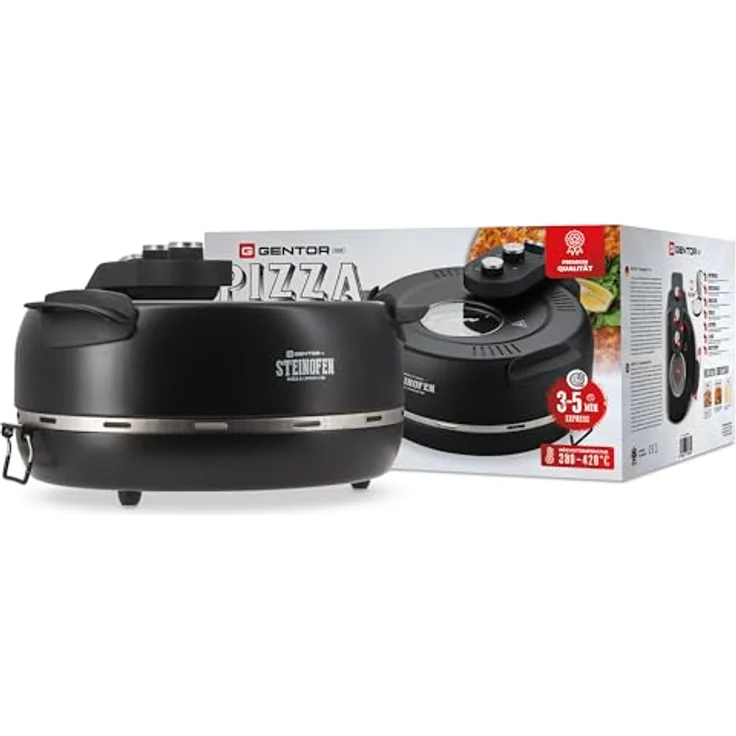 GENTOR Pizzaofen GENTOR Pizzamaker 1600W 220-240V Elektrisch, bis 420 Grad, 1 feuerfester Keramiksteinboden, Mini Pizzaofen - Weiß – Bild 9