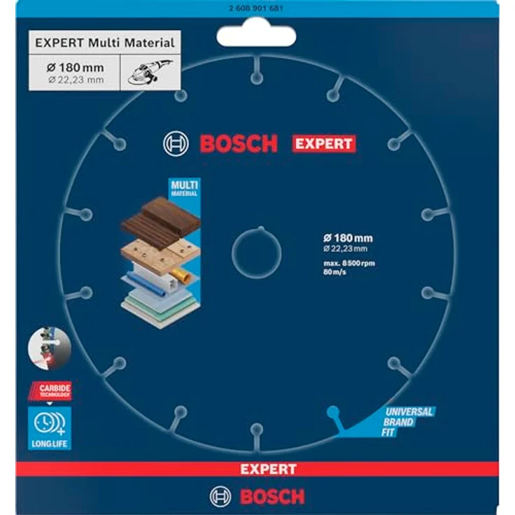 Bosch EXPERT Carbide Multi Wheel Trennscheiben, Ø 180 mm, für Hartholz und Nägel, Professional Zubehör für große Winkelschleifer – Bild 2