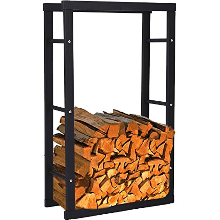 Zelsius Kaminholzregal, 40 x 25 x 150 cm, Metall in Schwarz, stabiler Kaminholzständer für Innen und Außen – Bild 1