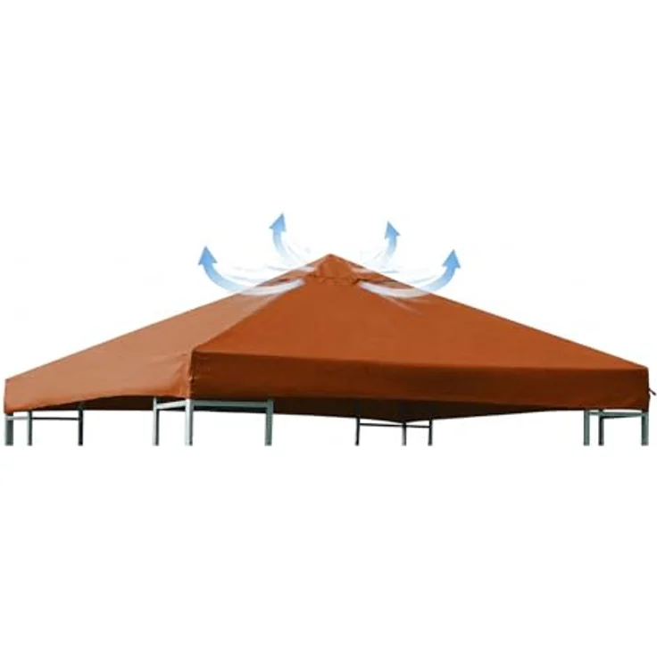 DEGAMO Pavillon-Ersatzdach, für Metall- und Alupavillon 3x3 Meter, terracottafarben, wasserdicht – Bild 4