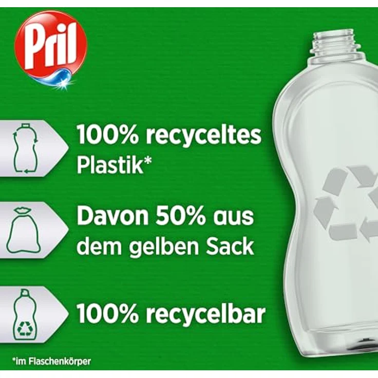 PRIL Kraftgel Hygienische Frische Geschirrspülmittel, 450 ml, blau, fettlösend, entfernt 48h eingetrocknete Verschmutzungen, praktische Dosieröffnung, Flasche aus 100% recyceltem Kunststoff – Bild 6