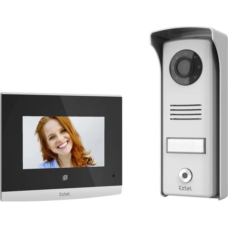 Extel COMPACT Video-Türsprechanlage, 2 Draht, 11 cm Touch-Monitor, Aluminiumgehäuse, Schwarz
