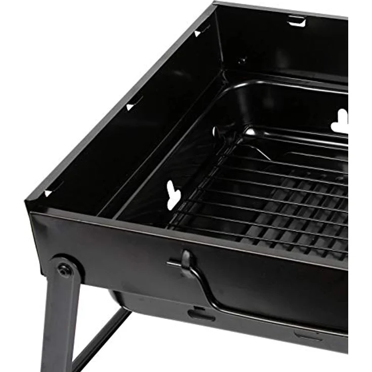 HAC24 Tragbarer BBQ Klappgrill Camping Grill Holzkohlegrill Holzkohle Minigrill Klappbarer Kohlegrill, Stahl, Schwarz – Bild 3
