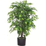 Leaf Design UK Kunstpflanze/Kunstpflanze, 90 cm, buschig, schwarzer Kunststofftopf