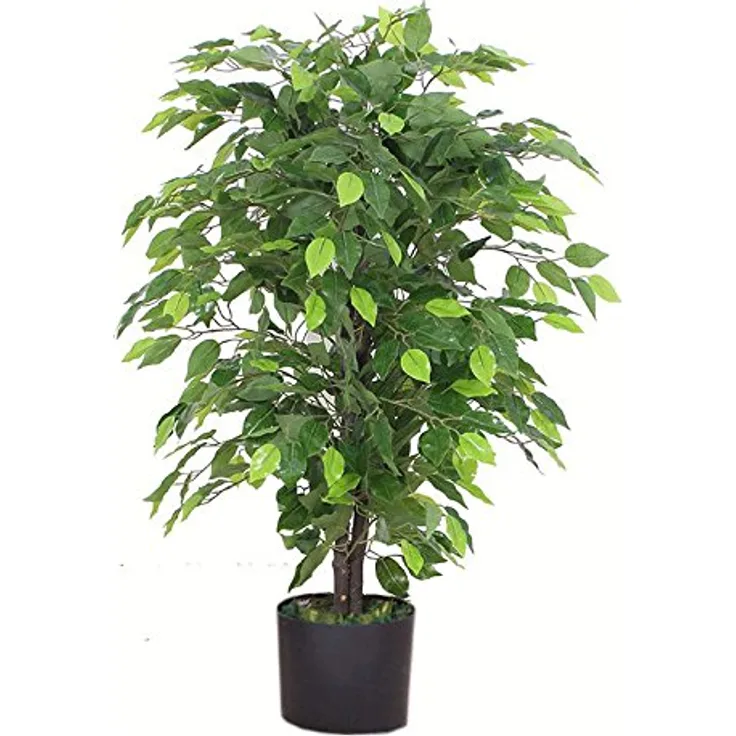 Leaf Design UK Kunstpflanze/Kunstpflanze, 90 cm, buschig, schwarzer Kunststofftopf