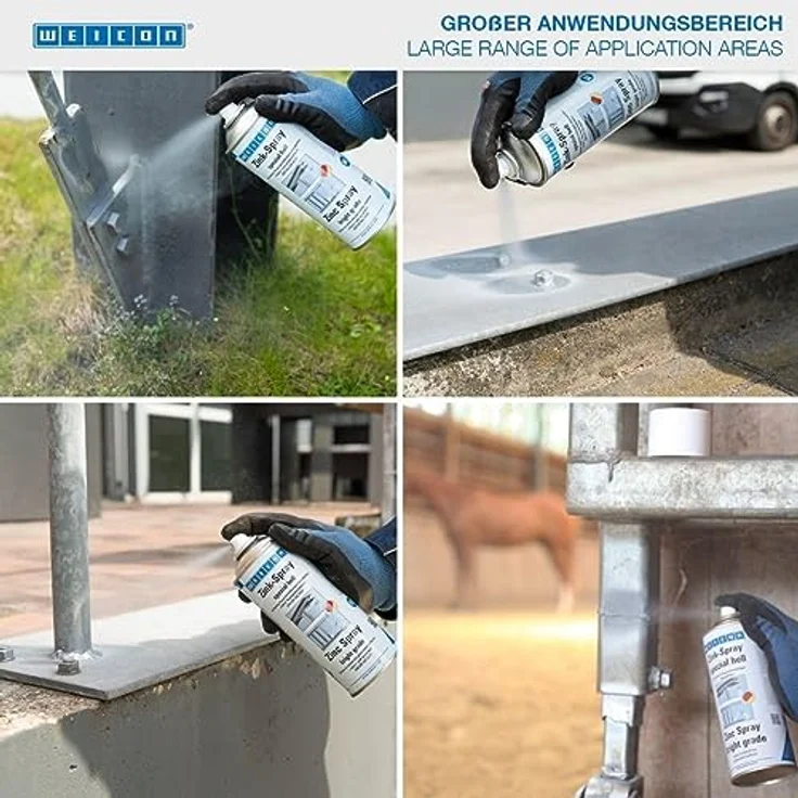 WEICON Zink-Spray spezial hell 400 ml, Rostschutzfarbe mit hitzebeständigem Korrosionsschutz – Bild 2