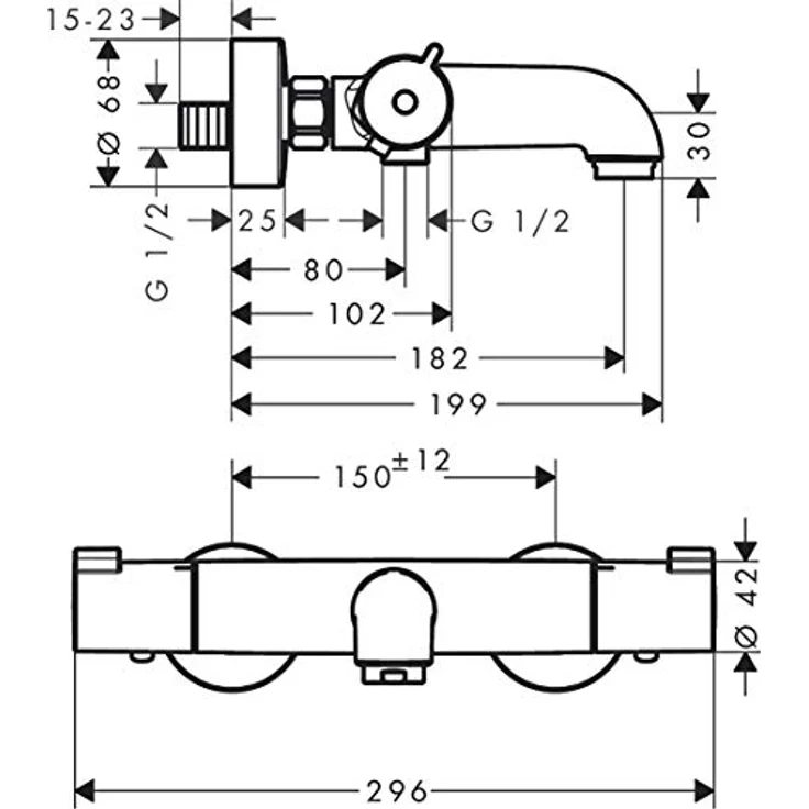 hansgrohe Aufputz Wannenthermostat Ecostat (Thermostatarmatur für 2 Funktionen) Chrom – Bild 5