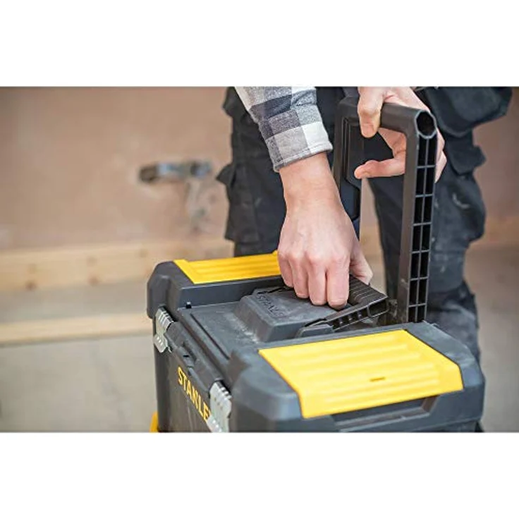 Stanley STST1-80151 Essential Rollende Werkstatt, Belastbarkeit bis zu 20 kg, Metallverschlüsse, Organizer für Kleinteile im Deckel – Bild 5