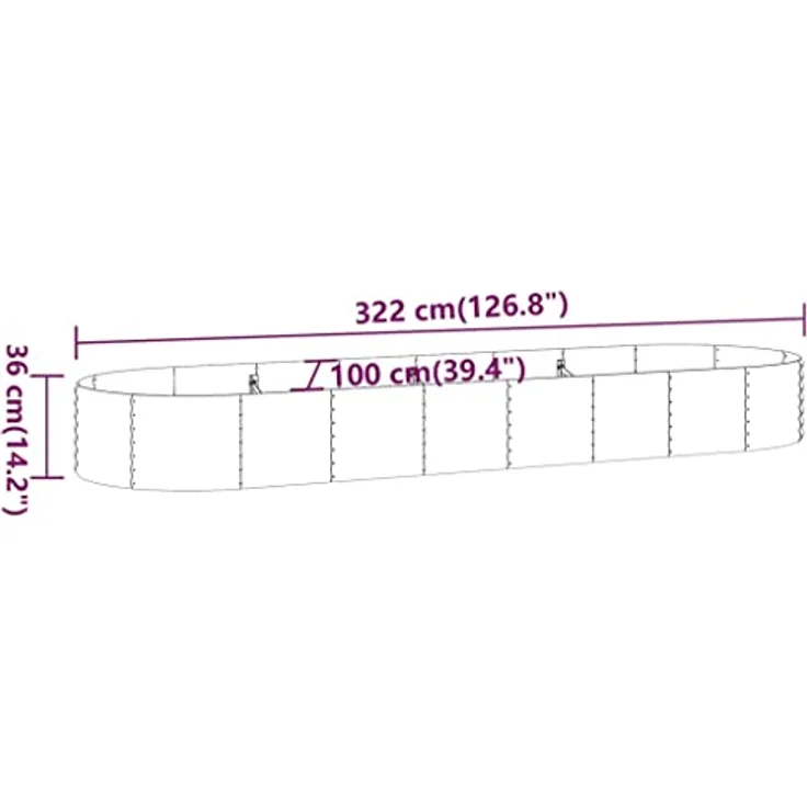 vidaXL Hochbeet Hochbeet Pulverbeschichteter Stahl 322x100x36 cm Braun (1 St) – Bild 3