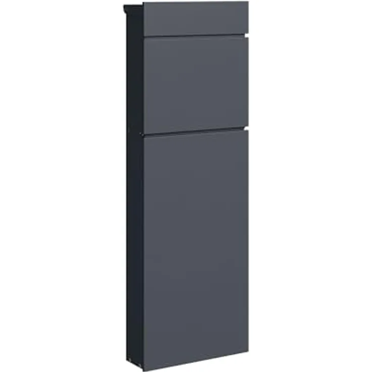 WESTMANN Paketbox Pippa, abschließbar (2 Schlüsse) aus pulverbeschichtetem Stahl, anthrazit RAL7016, 40x14x111 cm, inkl. Montagezubehör