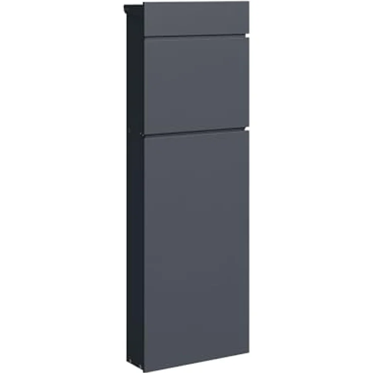 WESTMANN Paketbox Pippa, abschließbar (2 Schlüsse) aus pulverbeschichtetem Stahl, anthrazit RAL7016, 40x14x111 cm, inkl. Montagezubehör – Bild 1