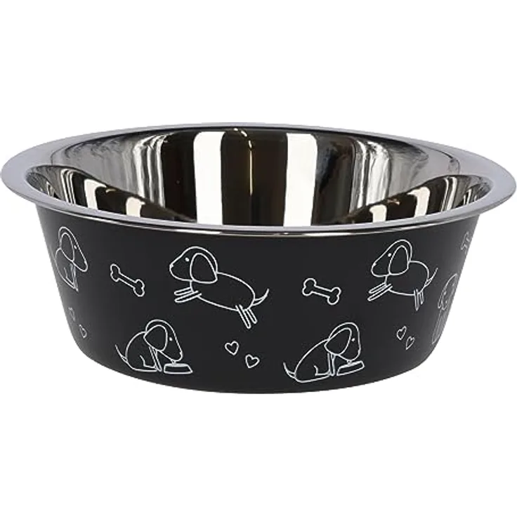 Edelstahlnapf ca. 2800ml, schwarz mit Motiv