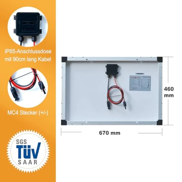 enjoy solar Monokristallin PERC Solarmodul 12V/50W, ideal für Garten und Wohnmobil, TÜV zertifiziert mit 90% Leistungsgarantie bis 10 Jahre – Bild 5