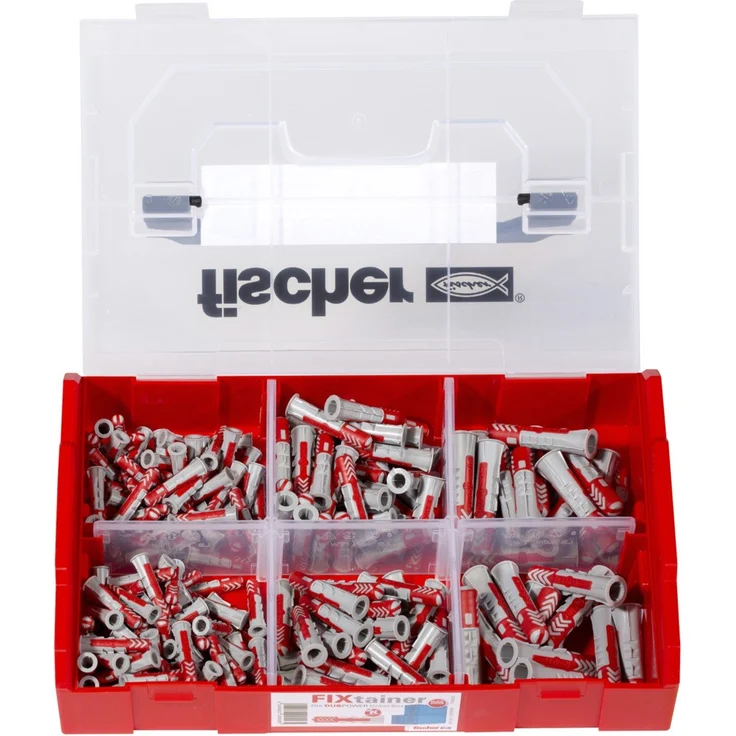 fischer FixTainer - DuoPower (210 Dübel) 535968, Dübel-Sortimentsbox mit Tragegriff & Klicksystem, 120 x DuoPower 6 x 30, 60 x DuoPower 8 x 40, 30 x DuoPower 10 x 50 - Preisvergleich – Bild 4
