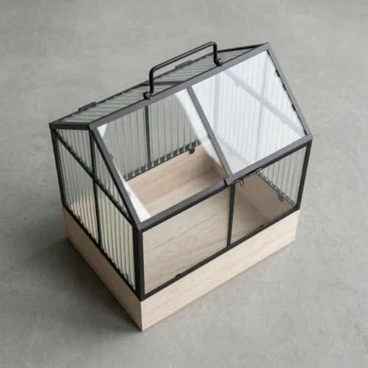 EDAXO Mini-Gewächshaus KALA, Metallrahmen mit Glas, 30 x 26 x 18 cm, ideal für Kräuter und Sukkulenten – Bild 5