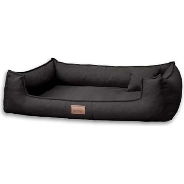 tierlando® Orthopädisches Hundebett Goofy Couture | Samtweich | Eleganter Möbelstoff | Eyecatcher | ~ inkl. Matratzenschoner | Schwarz | G3-A-03