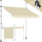 KESSER® Klemmmarkise mit Handkurbel Balkon, Balkonmarkise ohne Bohren, UV-beständig höhenverstellbar wasserabweisend, Sonnenschutz, Terrassenüberdachung, einfache Montage 150cm
