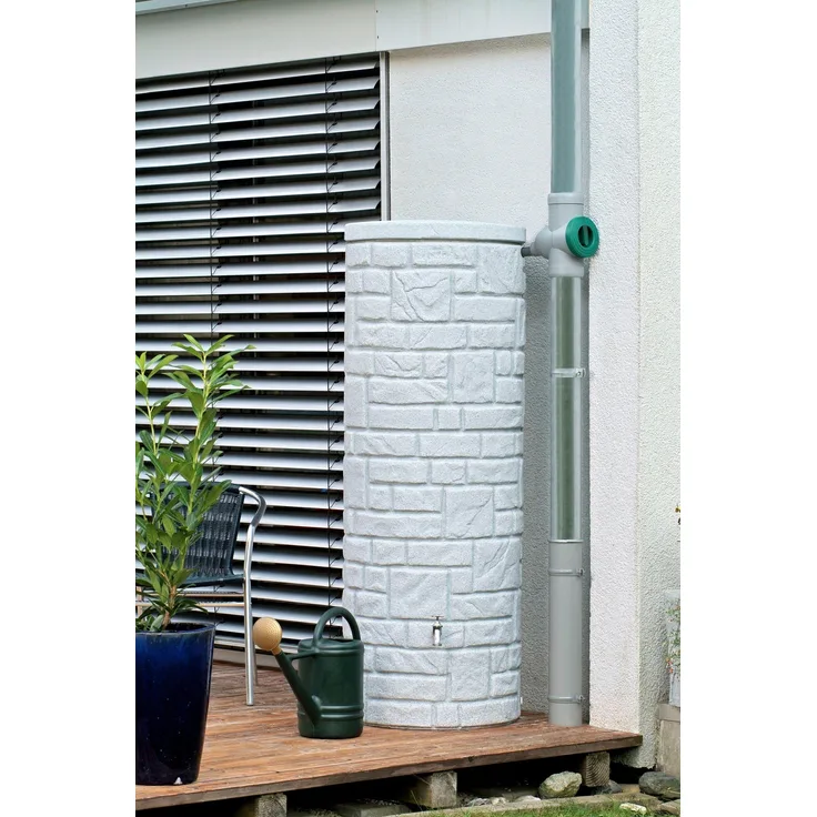 ARVES Regentonne Arcado 360l, granitgrau, Pflanzschale, UV-beständig