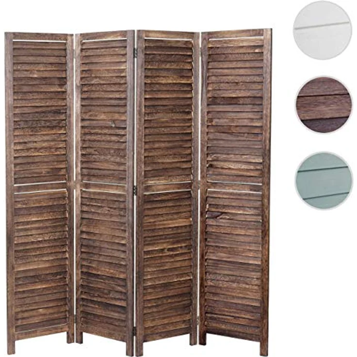 Mendler Paravent HWC-C30, Raumteiler Trennwand Sichtschutz, Shabby-Look Vintage, 170x160cm braun – Bild 6