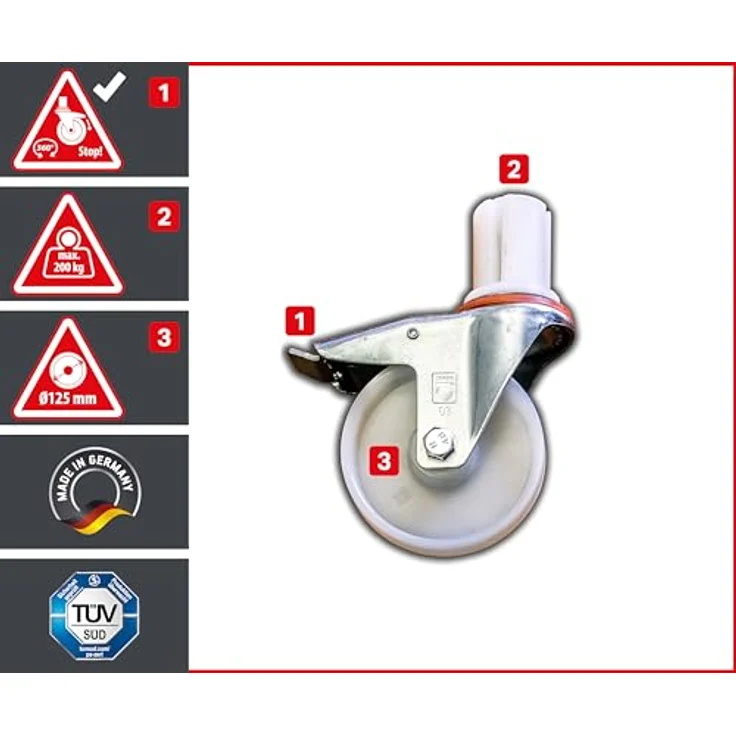 ALTEC Aluminium Fahrgerüst Rollfix 2.0 mit Ø125mm Rollen&Dreieckausleger, Made in Germany, maximale Arbeitshöhe 10 Meter – Bild 8