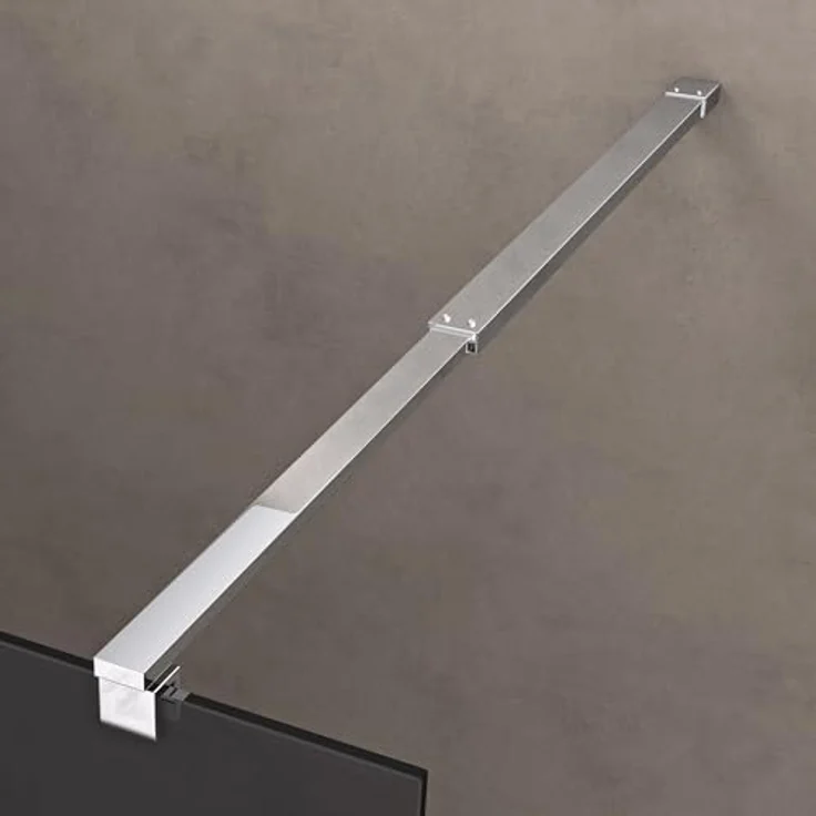 doporro Luxus Duschwand Bremen, Duschabtrennung Walk-In Dusche, 90x200 cm, 8mm ESG-Sicherheitsglas vollgrau mit Nanobeschichtung, inklusive Edelstahl-Stabilisator – Bild 3