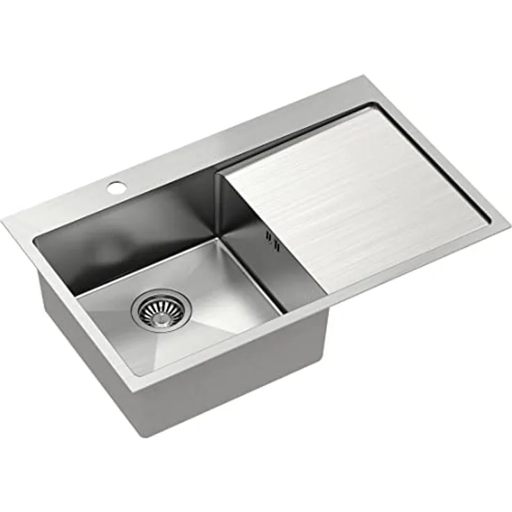 QUADRON RUSSEL 111 Edelstahl-Einbauspüle links + platzsparender Siphon, SteelQ Platin, modernes Design, hohe Kapazität