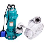 IBO TAUCHPUMPE 1100W mit SCHNEIDWERK SCHWIMMER, 2" STORZ C KUPPLUNG und 30m BAUSCHLAUCH - FÄKALIENPUMPE SCHMUTZWASSERPUMPE, Wasserpumpe, Pumpe - Blau