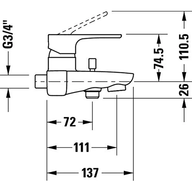 Duravit B.1 Einhebel-Wannenmischer Aufputz - Chrom, schallgedämpfter Strahl, langlebige Chromoberfläche, Rückflussverhinderer – Bild 6
